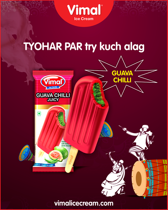 Tyohar par kuch alag try karna to banta hai. 

#GuavaChilliJuicy #Vimal #IceCream #VimalIceCream #Ahmedabad