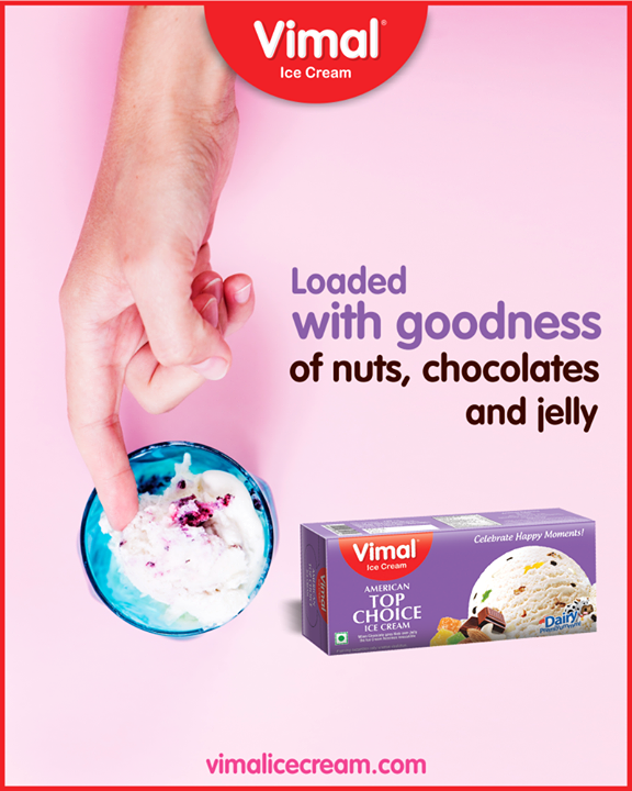 Try Vimal Ice Cream’s irresistible american top choice loaded with goodness of nuts, chocolates and jelly.

#IcecreamTime #IceCreamLovers #FrostyLips #Vimal #IceCream #VimalIceCream #Ahmedabad