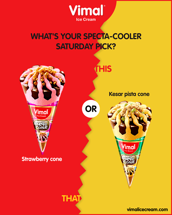 We’re excited to know your Spectra-cooler Saturday pick! 

#Happiness #LoveForIcecream #IcecreamTime #IceCreamLovers #FrostyLips #Vimal #IceCream #VimalIceCream #Ahmedabad