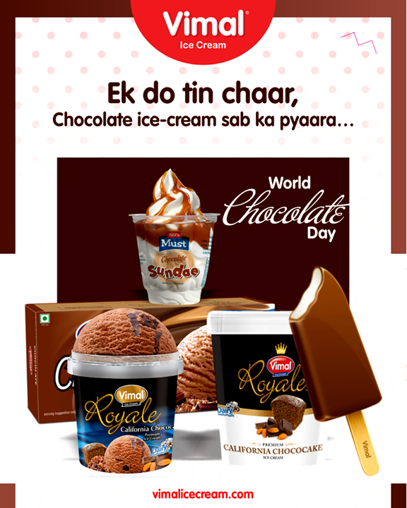 Sweet indulgence to satisfy your sweet tooth!

#WorldChocolateDay #ChocolateDay  #ChocolateLovers #Vimal #IceCream #VimalIceCream #Ahmedabad