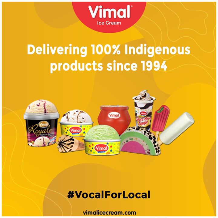 Vimal Ice Cream urges you to support our country on our journey to be Self-Reliant by being vocal for local brands and products. 

#IcecreamTime #IceCreamLovers #FrostyLips #Vimal #IceCream #VimalIceCream #Ahmedabad