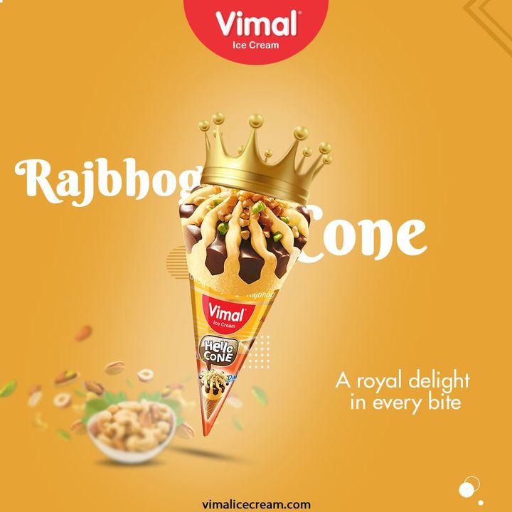 Rajbhog Cone
A royal delight in every bite.

#VimalIceCream #IceCreamLovers #FrostyLips #Vimal #IceCream #Ahmedabad
