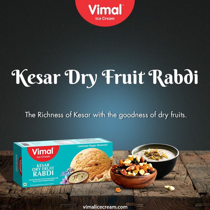 The crunchiness of dry fruits with the richness of Kesar will have your heart filled with the delicious taste of the Kesar Dry Fruit Rabdi Only by Vimal Ice Cream.

#KesarDryFruitRabdi #VimalIceCream #IceCreamLovers #Vimal #IceCream #Ahmedabad