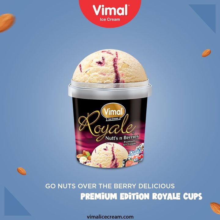 Go nuts over the berry delicious premium edition Royale Nuts & Berries cups, only by Vimal Ice Cream.

#IcecreamTime #IceCreamLovers #FrostyLips #Vimal #IceCream #VimalIceCream #Ahmedabad