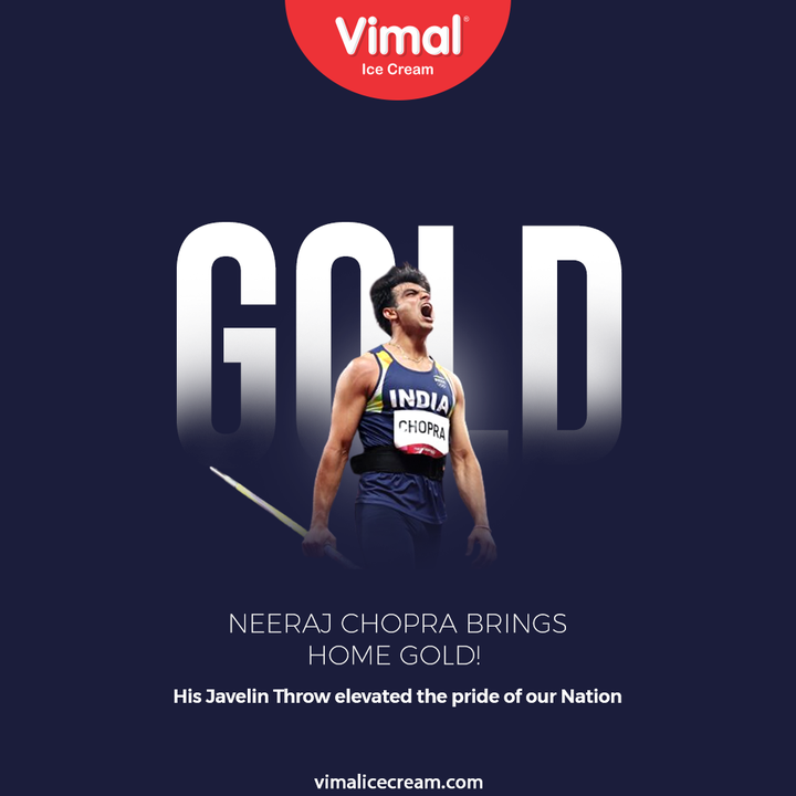 Neeraj Chopra brings home GOLD! 

His Javelin Throw elevated the pride of our Nation

#NeerajChopra #JavelinThrow #GoldMedal #Gold #India #Champion #TokyoOlympics #Olympics #Olympics2020 #VimalIceCream #IceCreamLovers #Vimal #IceCream #Ahmedabad #HappyScooping #WeekendVibes