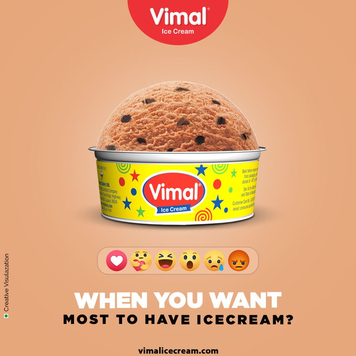 Love for ice-cream remains constant but the craving for ice-cream differs!

Tell us, which mood describe your craving for ice-creams the most?

#EmojisForIcecream #IcecreamCravings #VimalIceCream #IceCreamLovers #Vimal #IceCream #Ahmedabad #HappyScooping