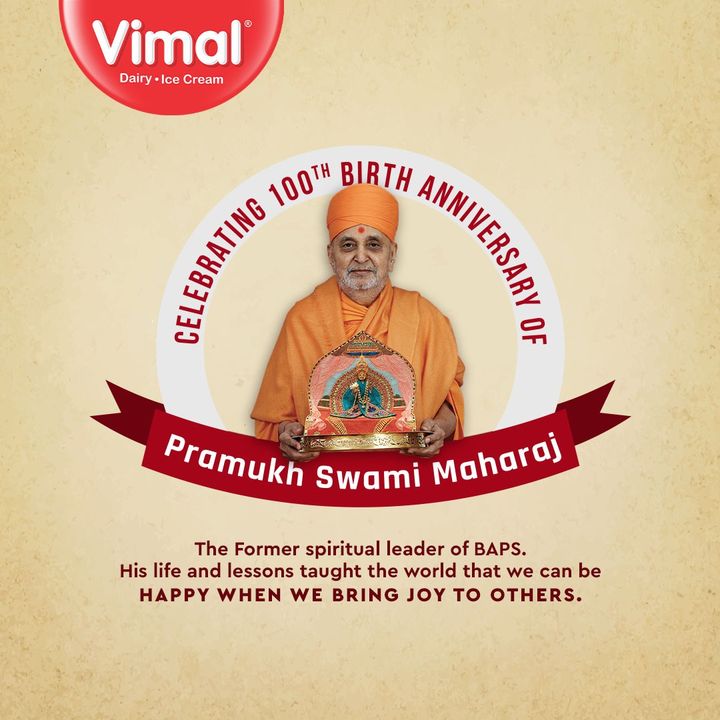 Vimal Ice Cream,  BirthAnniversary, PramukhSwamiMaharaj, VimalIceCreams, VimalDairy