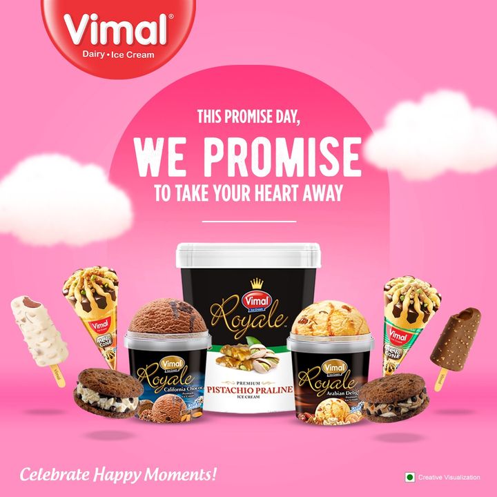 Today, make a promise of care and sweetness to your loved ones.
.
.
.
.
#VimalIceCreams #VimalDairy #foodstagram #icecreamlover #icecreamcake #icecreamaddiction #foodlover #icecream #dessert #food #foodie #chocolate #yummy #instafood #Cake #Celebratehappymoments #californianchocolate #icecreamcone #Chocolateicecream #valentinesweek #royalicecream #Promiseday