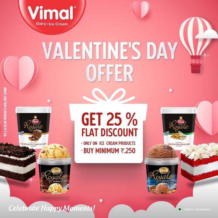 Offers that you’ll love for the day of love! Wishing everyone a very Happy Valentine’s Day.❤️
.
.
.
#VimalIceCreams #VimalDairy #foodstagram #icecreamlover #icecreamcake #icecreamcone #foodlover #icecream #dessert #food #foodie #chocolate #yummy #instafood #BallCone #Celebratehappymoments #icecreamCone #icecreamaddict #Icecreamlover #Icecreamoffer #Icecreamscoop #valentinedayoffer #valentinespecial #happyvalentinesday #Valentinesday
