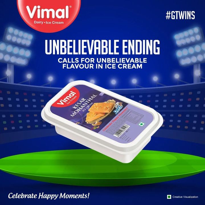What better than the very tasty mohanthal flavour on the occasion of your favourite team’s win.
.
.
.
.
#VimalIceCreams #VimalDairy #foodstagram #icecreamlover #icecreamcake #icecreamaddiction #foodlover #icecream #dessert #food #foodie #mohanthal #mohanthalflavour #yummy #instafood #Ipl #IPl2022 #iplflavours