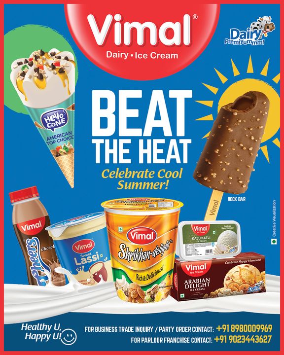 Summer is here and so is our range of cool delights. #CelebrateCoolSummer with Vimal.
.
.
#VimalIceCreams #VimalDairy #foodstagram #icecreamlover #icecreamcake #icecreamaddiction #foodlover #icecream #dessert #food #foodie #chocolate #yummy #instafood #Cake #Celebratehappymoments #icecreamCone #icecreamaddict #Icecreamlover #HelloCone