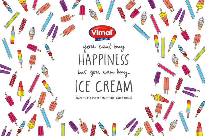 An ice-cream is more or less synonymous to happiness. Hit like if you agree?

#Happiness #Icecream #IcecreamLovers #VimalIcecream #Ahmedabad