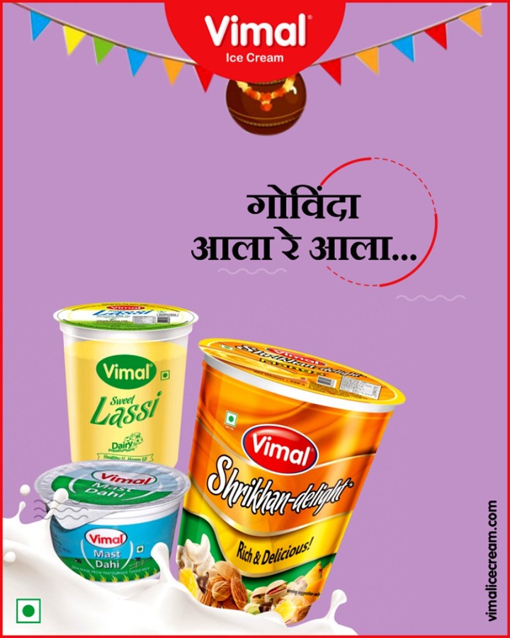 Govinda alaa re! 
Let us celebrate the birthday of our Natkhat Kanha with Vimal Ice Cream! 
#Janmastami #IcecreamTime #IceCreamLovers #FrostyLips #Vimal #IceCream #VimalIceCream #Ahmedabad