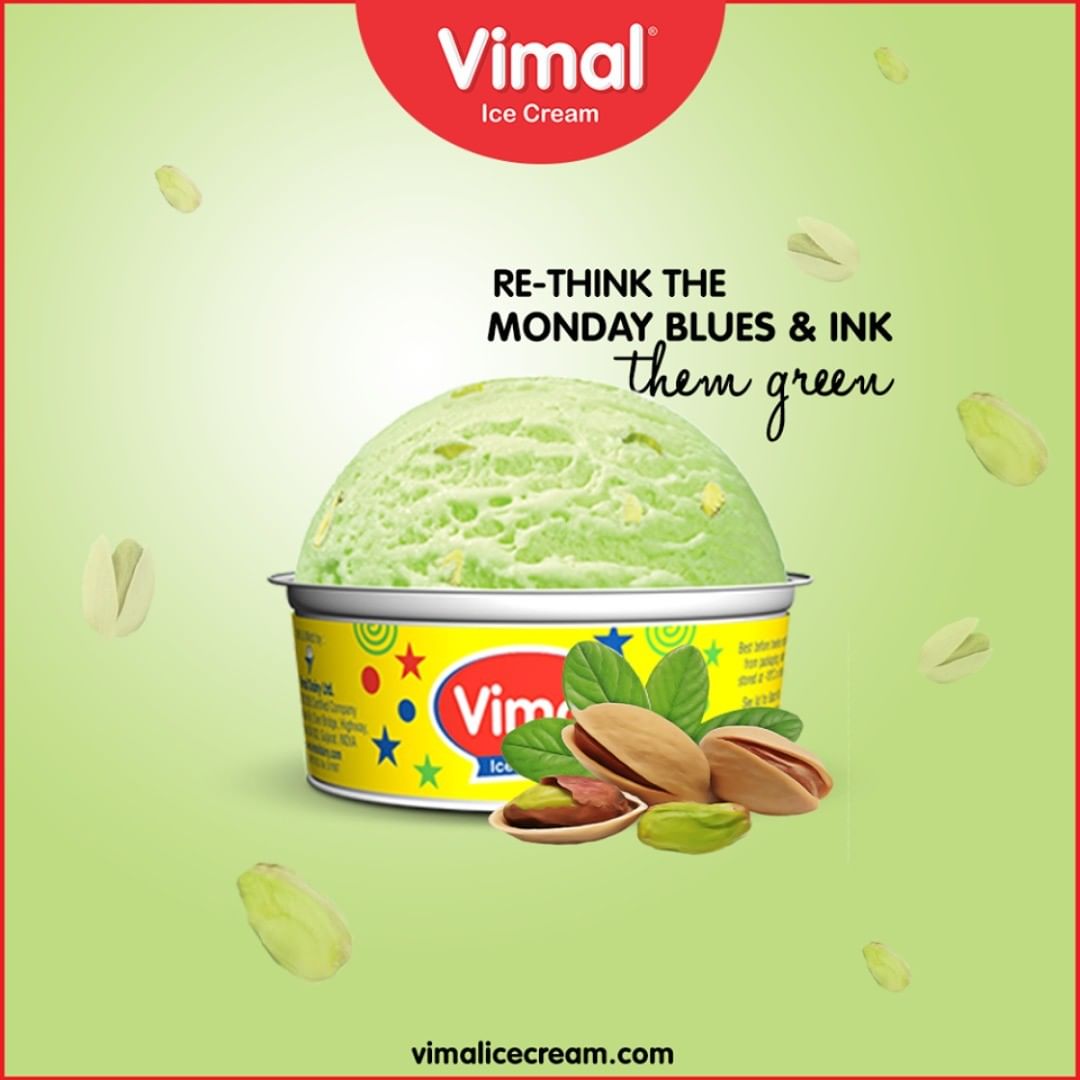 Re-think the Monday blues & ink them green with the gracious and gorgeous pistachio ice-cream.

#IcecreamTime #IceCreamLovers #FrostyLips #Vimal #IceCream #VimalIceCream #Ahmedabad