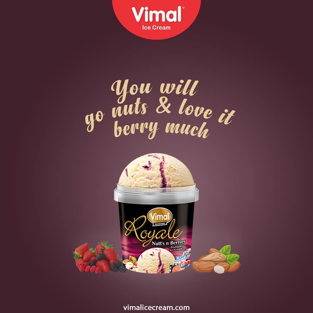 Rejoice the refreshing Nut & berries premium cup ice-cream.
This premium edition will make you go nuts and you will certainly love it berry much.

#IcecreamTime #IceCreamLovers #FrostyLips #Vimal #IceCream #VimalIceCream #Ahmedabad