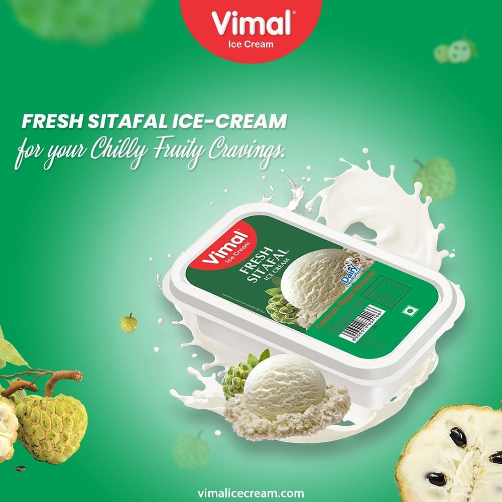 Chilly fruity cravings?
Fresh Sitafal ice cream to soothe each and every mood.  Share your experience with our new crafting flavors.

 #VimalIceCream #IceCreamLovers #FrostyLips #Vimal #IceCream #Ahmedabad