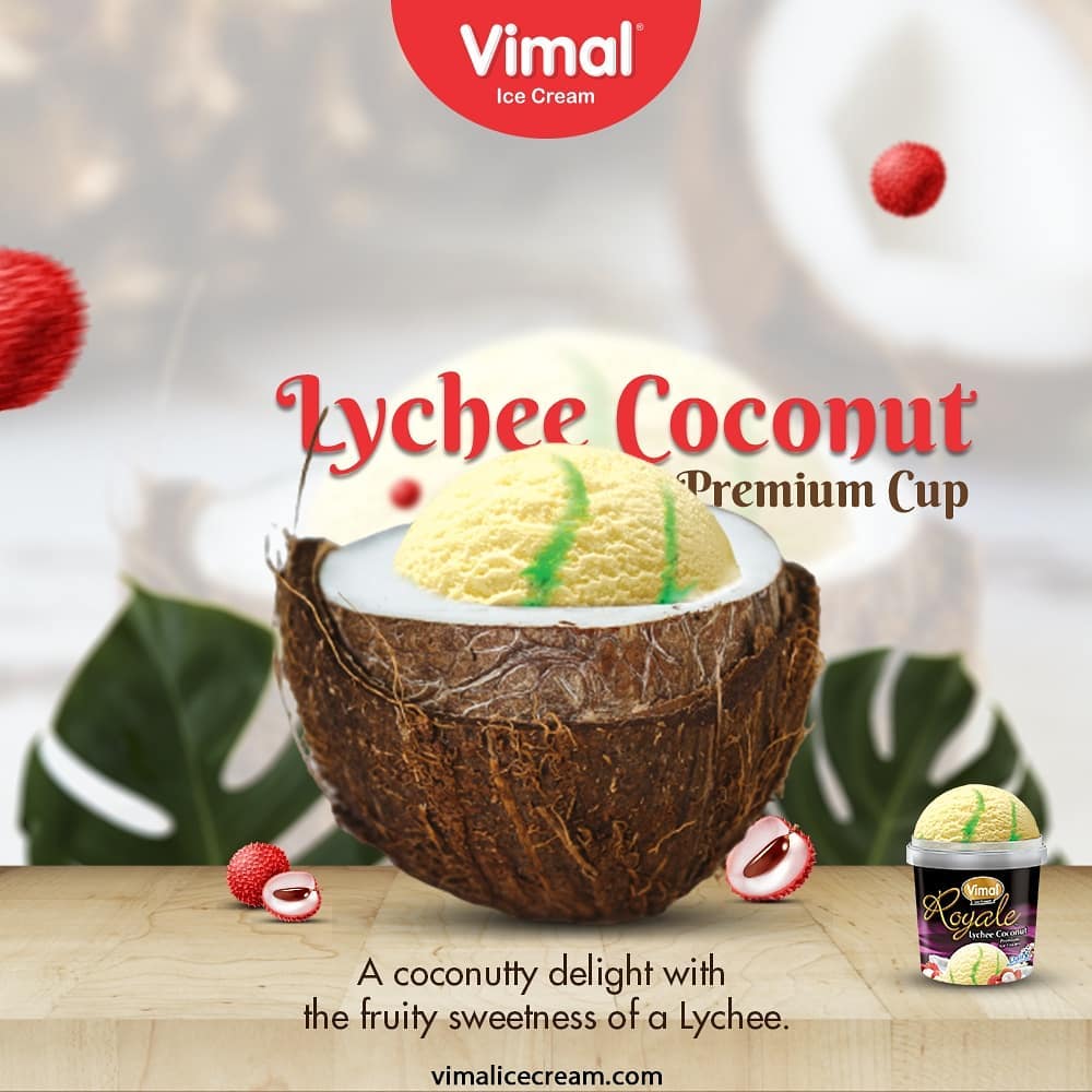 Lychee Coconut Premium Cup.Have a coconutty delight with the fruity sweetness of a Lychee.

#VimalIceCream #IceCreamLovers #FrostyLips #Vimal #IceCream #Ahmedabad