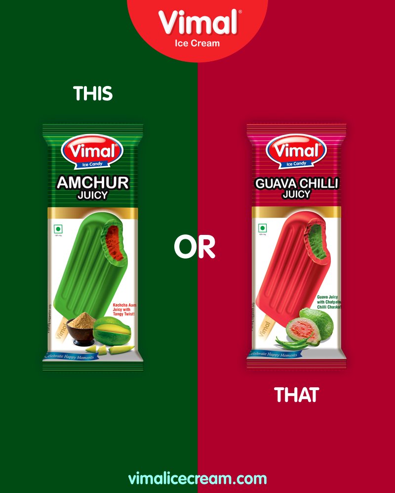 Amchur juicy or Guava chilli, what will you like to have this monsoon?

#Monsoon #IcecreamTime #IceCreamLovers #FrostyLips #Vimal #IceCream #VimalIceCream #Ahmedabad https://t.co/HVy9mM3WS6