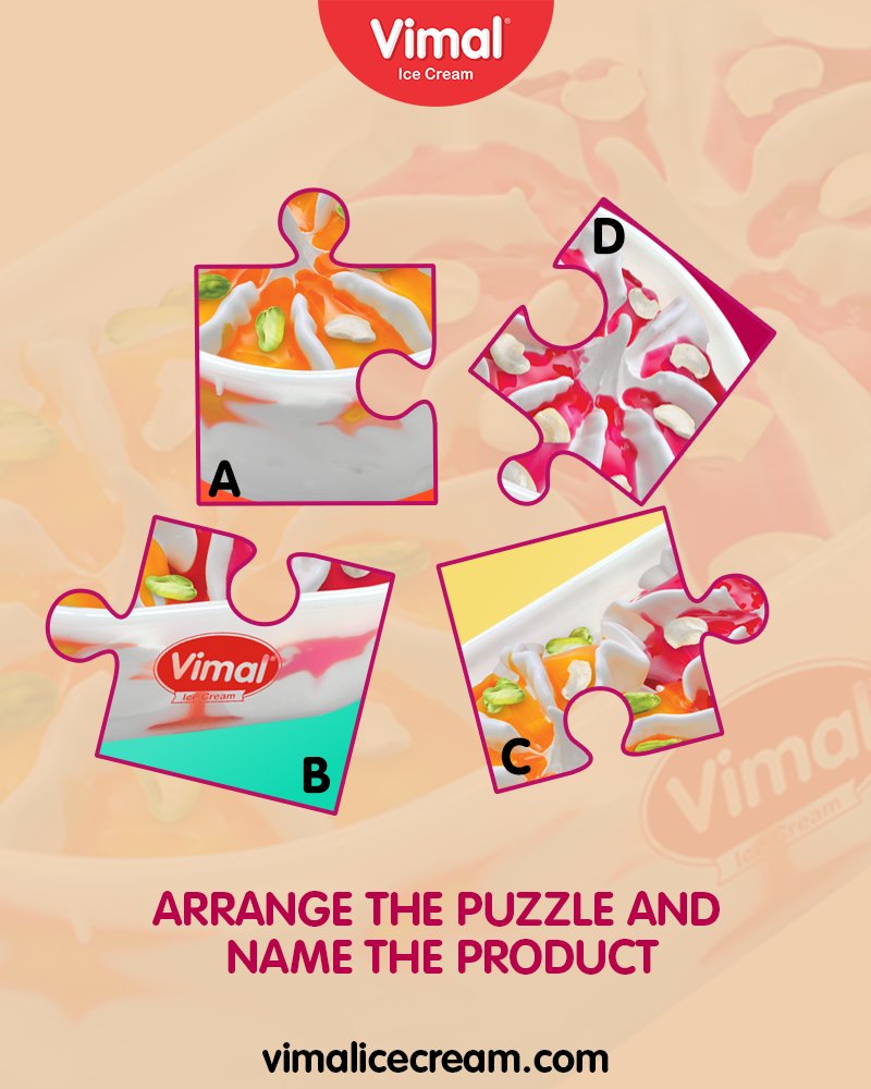 It’s #PuzzleTime. Can you arrange the puzzle and name the product?

#IcecreamTime #IceCreamLovers #FrostyLips #Vimal #IceCream #VimalIceCream #Ahmedabad https://t.co/5RauaGiVtM