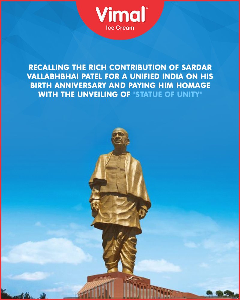 Recalling the rich contribution of Sardar Vallabhbhai Patel for a unified India on his birth anniversary and paying him homage with the unveiling of 'Statue of Unity'#StatueOfUnity #UnityStatue #WorldsTallestStatue #TallestStatueOfTheWorld #TallestStatue #IronMan #IronManOfIndia https://t.co/PdJQxg1EIy