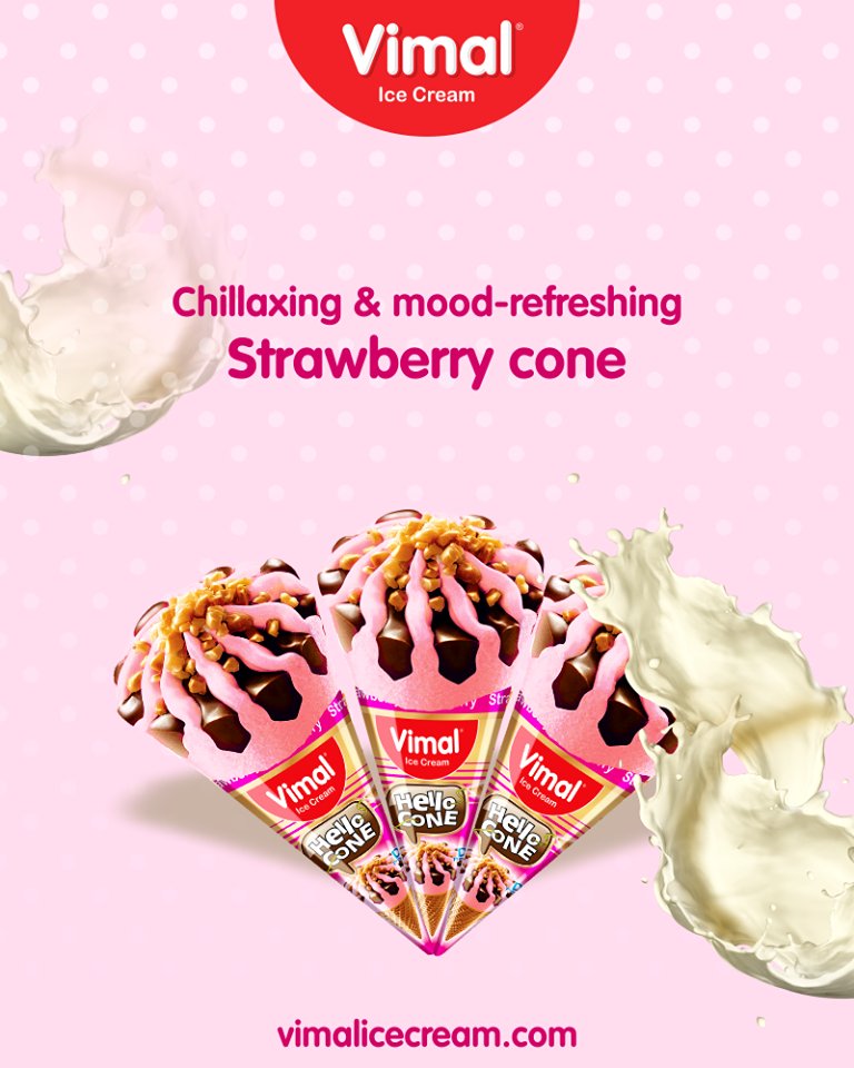 Vimal Ice Cream,  StrawberryCone, VimalIceCream, IceCreamLove, LoveForIcecream, IcecreamIsBae, Ahmedabad, Gujarat, India