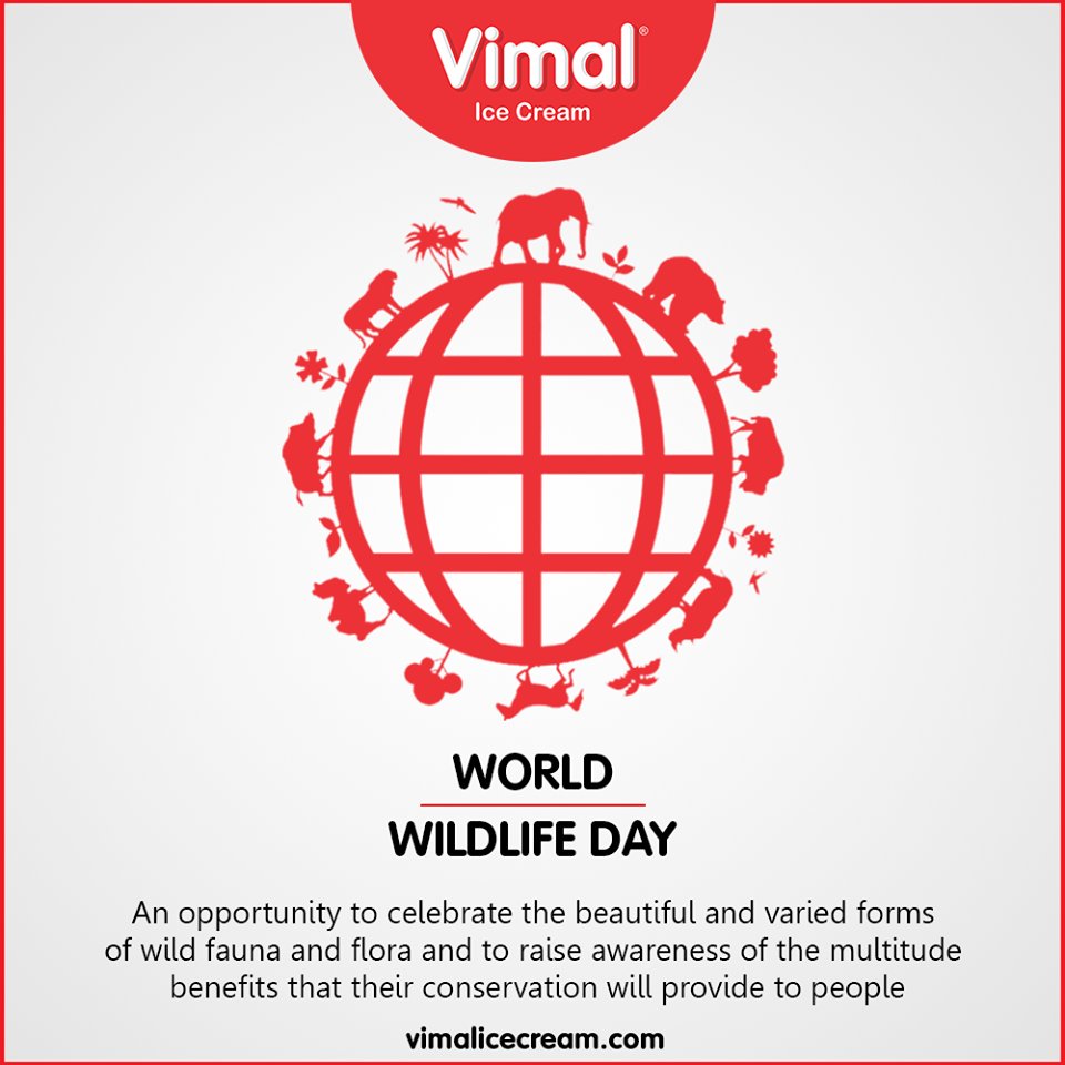 An opportunity to celebrate the beautiful and varied forms of wild fauna and flora and to raise awareness of the multitude benefits that their conservation will provide to people.

#WorldWildlifeDay #VimalIceCream #IcecreamLovers #LoveForIcecream #Ahmedabad #Gujarat #India https://t.co/E72yzSTEPO