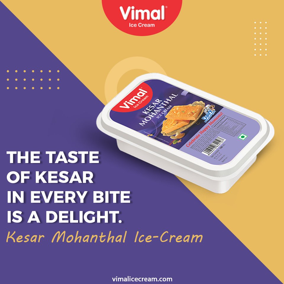 The taste of Kesar in every bite is a delight.
Fulfill your palate cravings with Kesar Mohanthal Ice-Cream by Vimal.

#IceCreamLovers #FrostyLips #Vimal #IceCream #VimalIceCream #Ahmedabad https://t.co/ZRglCJPFgI