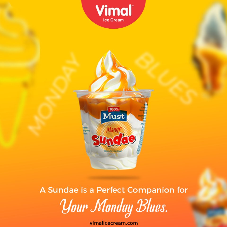 The Mango Must Sundae to get you far away from the Monday blues and give you a delicious satisfaction.

#VimalIceCream #IceCreamLovers #FrostyLips #Vimal #IceCream #Ahmedabad https://t.co/n5NN6CFgFI