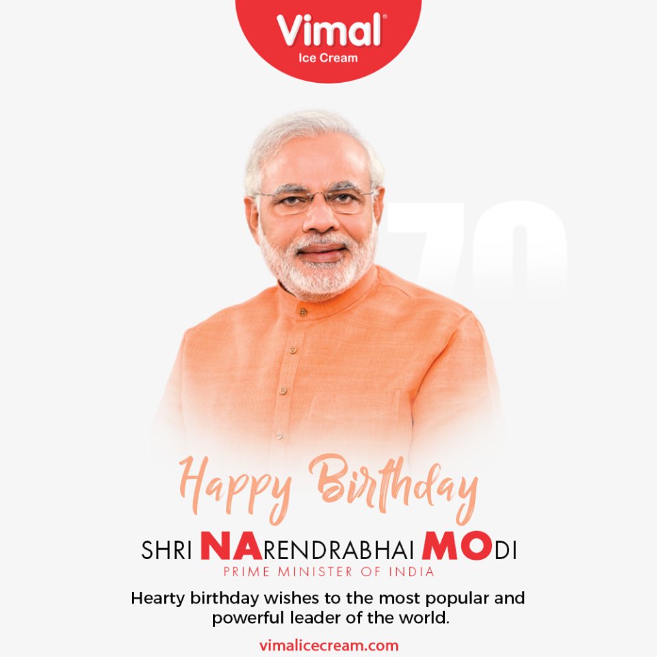Hearty birthday wishes to the most popular and powerful leader in the world.

#HappyBirthdayPMModi #PMModi #HappyBirthdayNaMo #NarendraModi #HappyBirthdayNarendraModi #VimalIceCream #IceCreamLovers #FrostyLips #Vimal #IceCream #Ahmedabad https://t.co/VSCITNmhkp