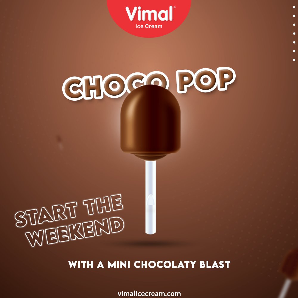 Choco Pop

Start the weekend with a mini chocolaty blast filled with the goodness of utterly delicious Vimal Ice Cream.

#VimalIceCream #IceCreamLovers #Vimal #IceCream #Ahmedabad https://t.co/R5AlHMYIK5