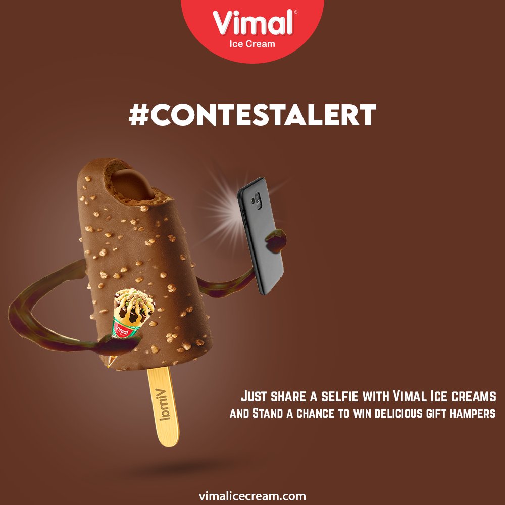 #ContestAlert
Get ready to drool with the sweetness of delicious Vimal Ice Creams

Just share a selfie with Vimal Ice creams.
Tag @vimalicecreams and
Stand a chance to win delicious gift hampers. https://t.co/qp7GkStr7y