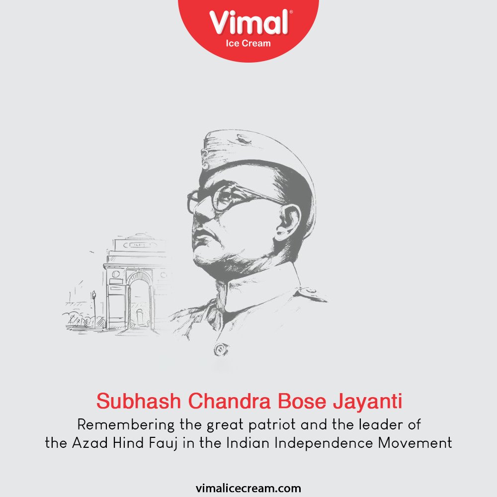 Remembering the great patriot and the leader of the Azad Hind Fauj in the Indian Independence Movement 

#SubhasChandraBose #NetajiJayanti #NetajiSubhasChandraBose #ParakramDiwas #VimalIceCream #IceCreamLovers #Vimal #IceCream #Ahmedabad https://t.co/92uaaVPmAi
