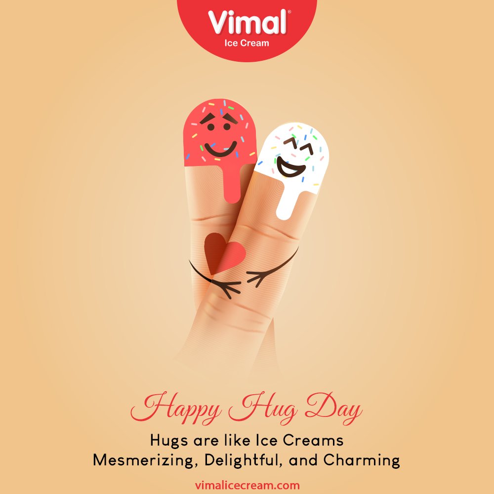 Hugs are like ice creams mesmerizing, delightful, and charming. Happy hugs day to everyone out there.

#HugDay  #VimalIceCream #IceCreamLovers #Vimal #IceCream #Ahmedabad https://t.co/l0KjfHlHiK