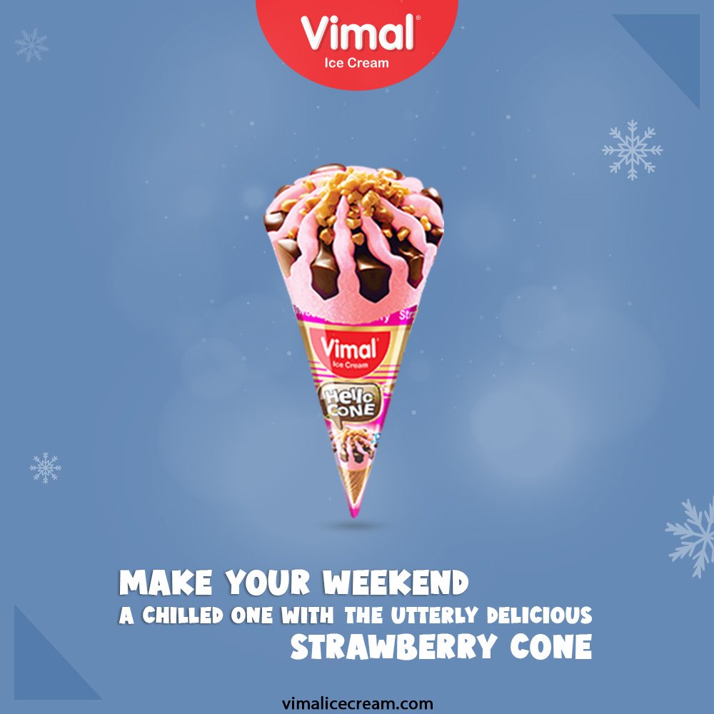 Make your weekend a chilled one with the utterly delicious strawberry cone, only by your favorite Vimal Ice Cream.

#SummerApproaching
#VimalIceCream #IceCreamLovers #Vimal #IceCream #Ahmedabad https://t.co/dN6XzMoC42