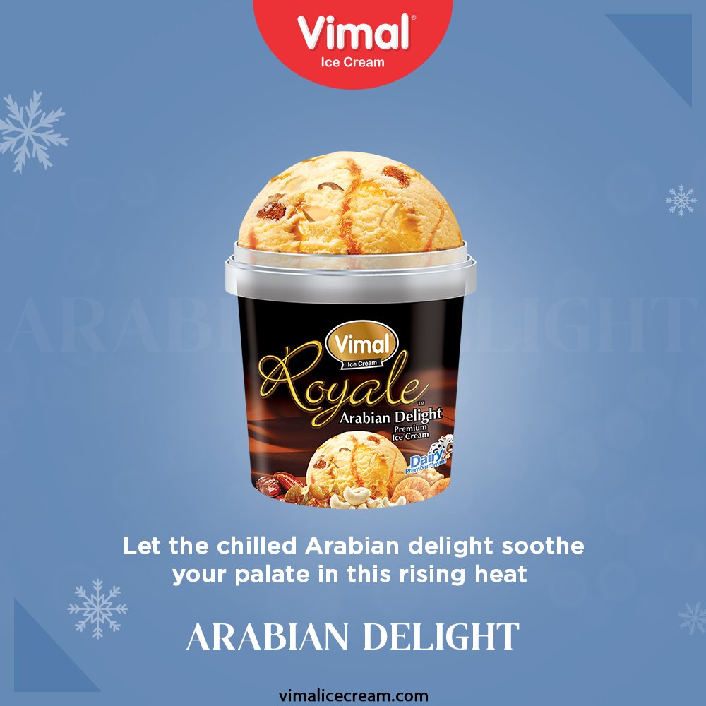 Let the chilled Arabian delight soothe your palate in the rising heat of this summer season only by Vimal Ice-creams.

#SummerIsHere #VimalIceCream #IceCreamLovers #Vimal #IceCream #Ahmedabad https://t.co/gWnQu2nbv0