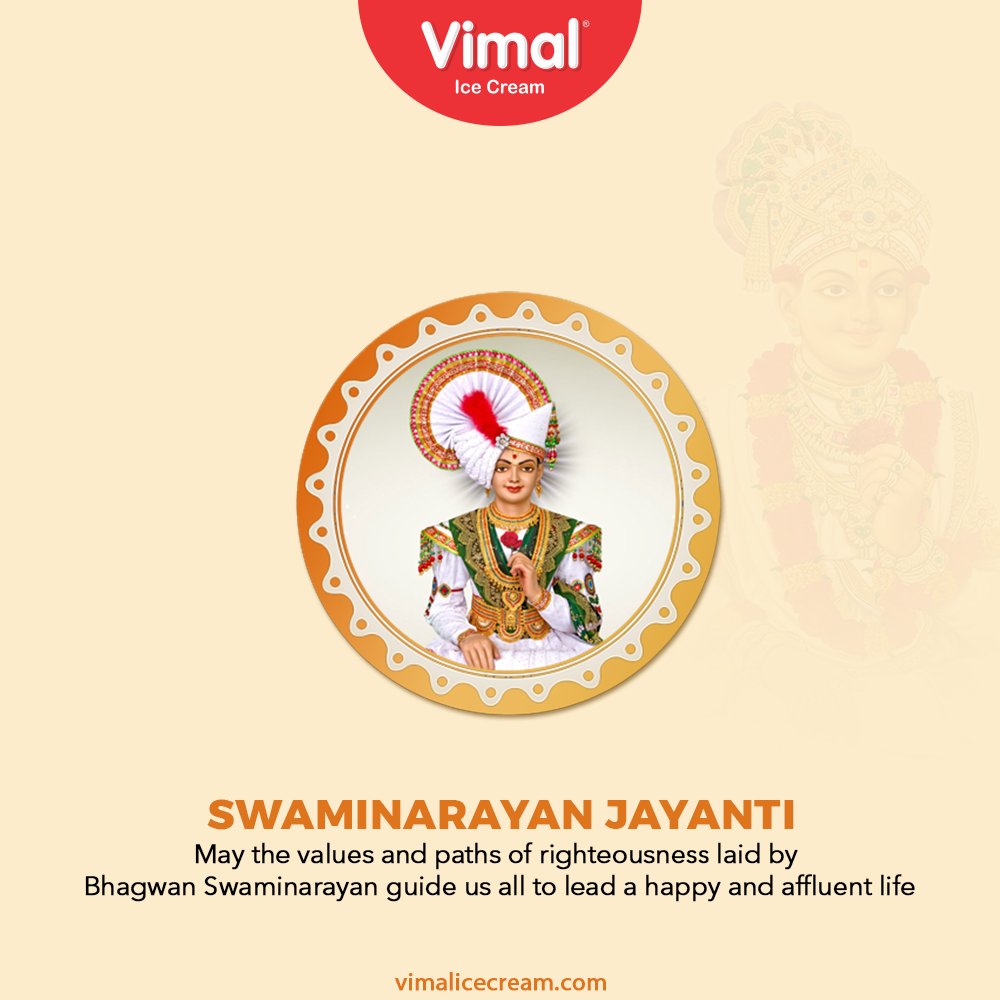 May the values and paths of righteousness laid by Bhagwan #Swaminarayan guide us all to lead a happy and affluent life.

#FestiveWishes #IndianFestival #VimalIceCream #IceCreamLovers #Vimal #IceCream #Ahmedabad https://t.co/7WviiQ1hPk