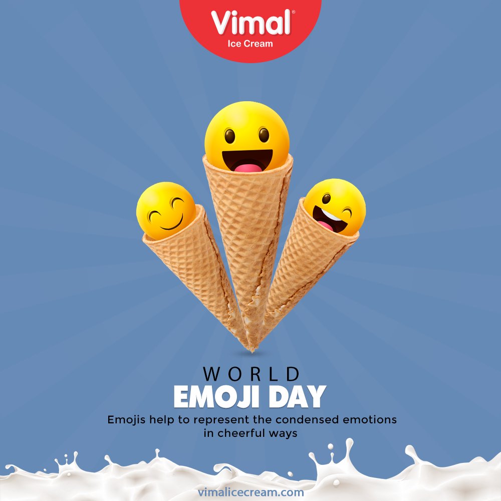 Emojis help to represent the condensed emotions in cheerful ways.

#WorldEmojiDay #EmojiDay #WorldEmojiDay2021 #VimalIceCream #IceCreamLovers #Vimal #IceCream #Ahmedabad https://t.co/nL7awnf3d1