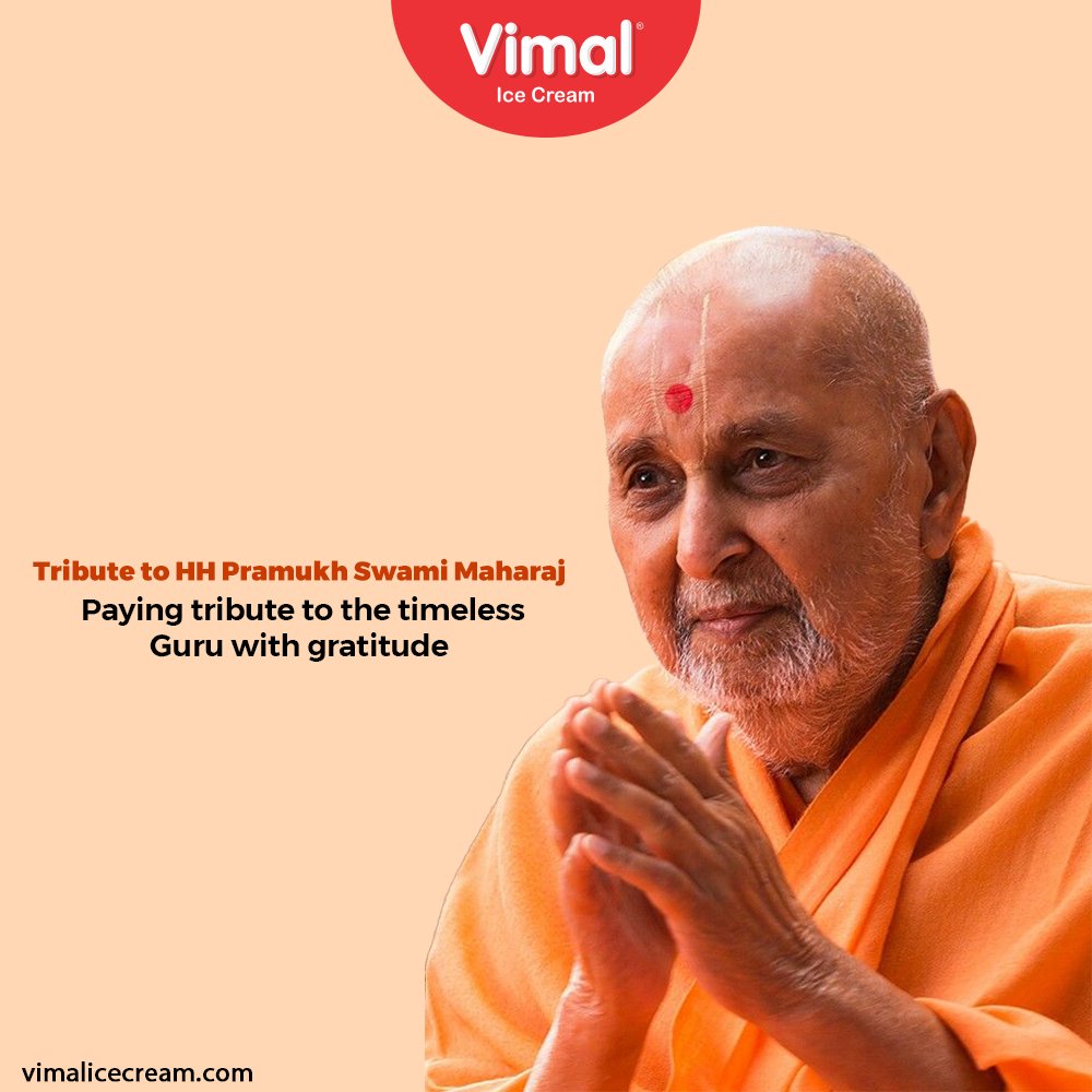 Paying tribute to the timeless Guru with gratitude

#Vimal #IceCream #Ahmedabad #HappyScooping #Tribute #HHPramukhSwamiMaharaj #Guru https://t.co/Ao01pPomhI