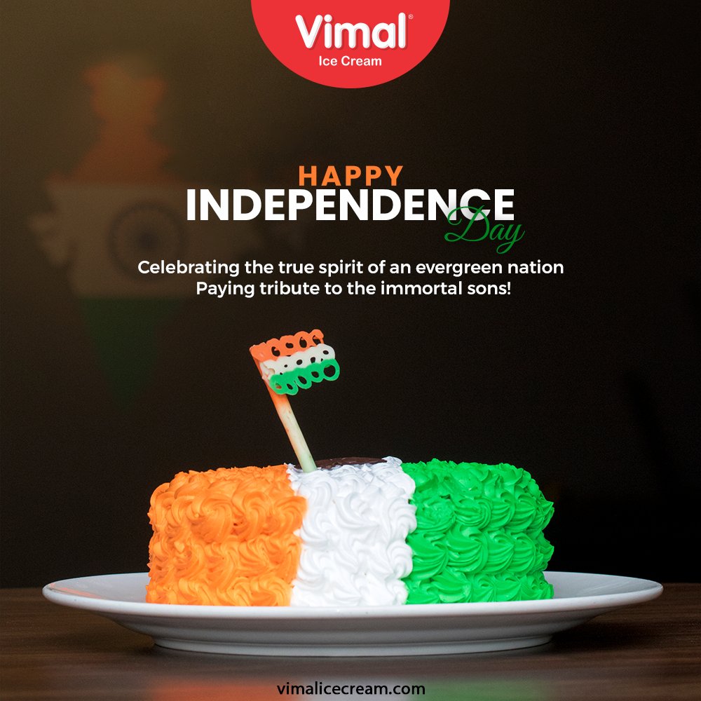 Celebrating the true spirit of an evergreen nation

Paying tribute to the immortal sons!

#HappyIndependenceDay #IndependenceDay #IndianIndependenceDay #15August2021 #HappyIndependenceDay2021 #IndiaAt75 #VimalIceCream #IceCreamLovers #Vimal #IceCream #Ahmedabad https://t.co/LIN2Iaftuc