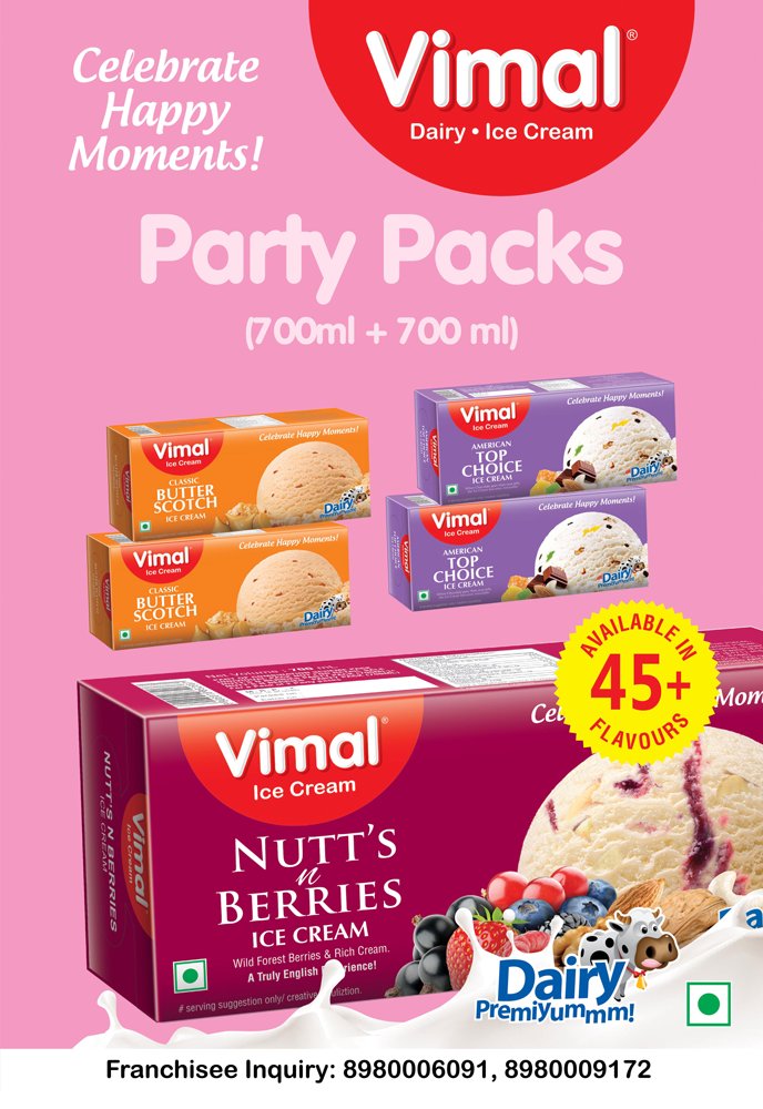 Summer is to celebrate happy moments with #VimalPartyPacks

#Summers #PartyTime #IcecreamTime #IceCreamLovers #Vimal #IceCream #VimalIceCream #Ahmedabad https://t.co/Nspn8M78i1
