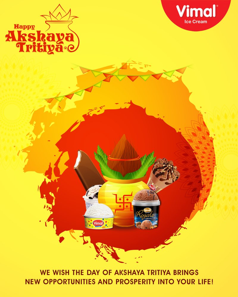 We wish the day of Akshaya Tritiya brings new opportunities and prosperity into your life!

#AkshayaTritiya #IceCreamLovers #Vimal #IceCream #VimalIceCream #Ahmedabad https://t.co/crZFnTPSum